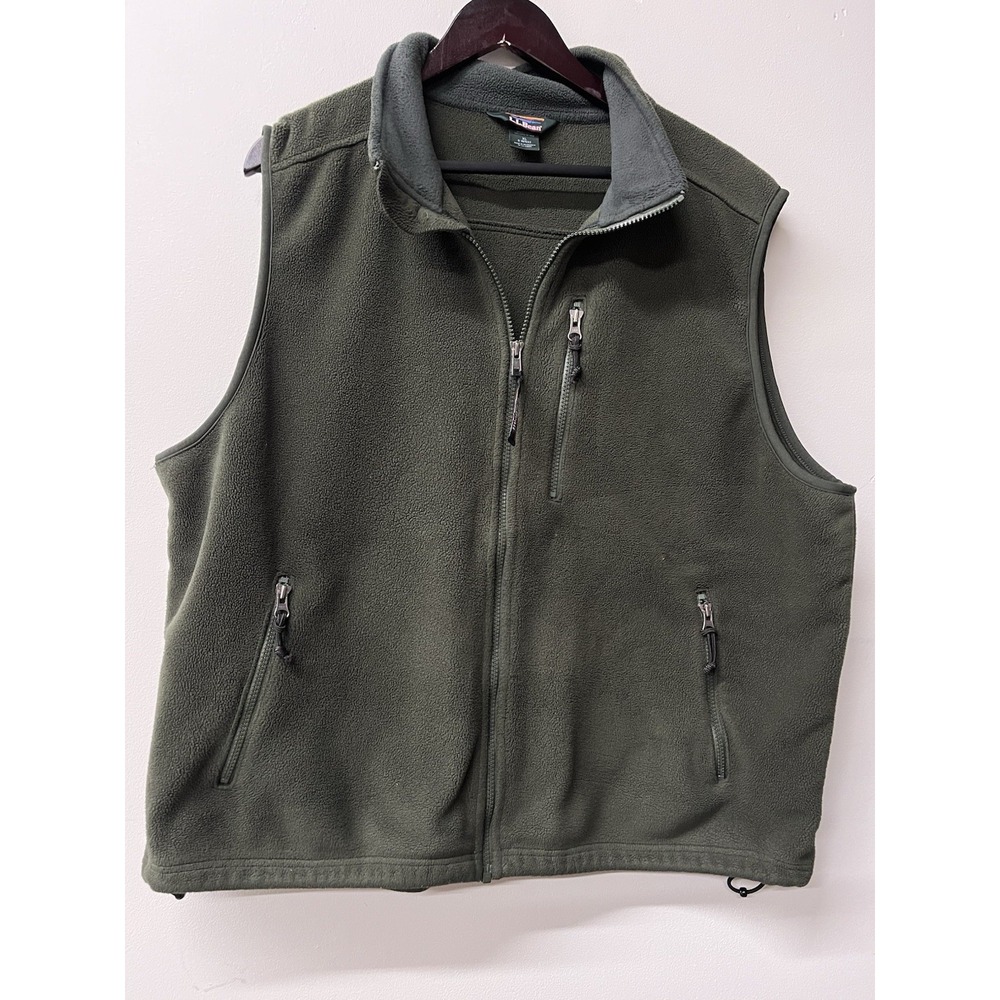 ll bean fleece vest mens olive xl Full Zip